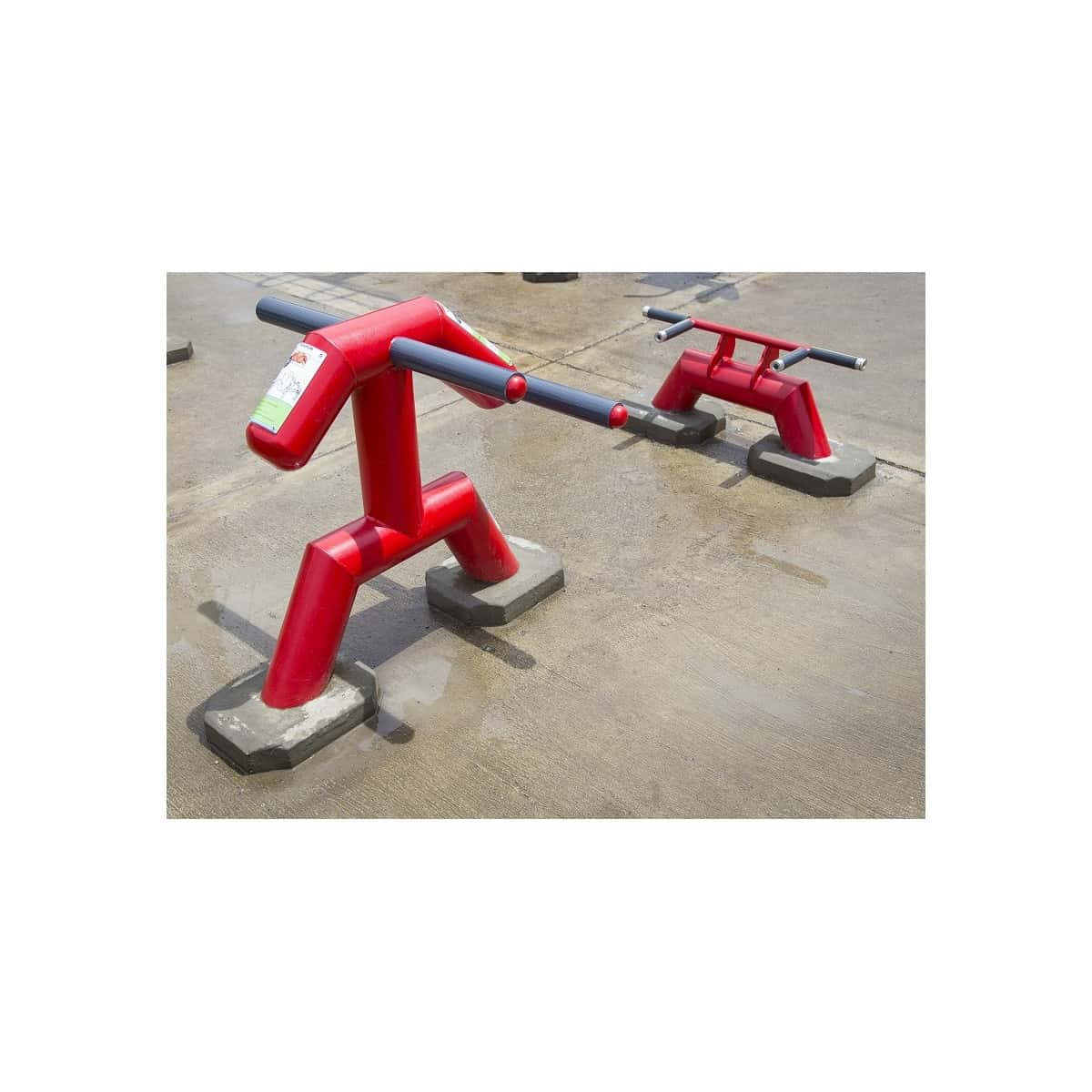 Flexión de pecho y tríceps roja de TMGYM, vista lateral