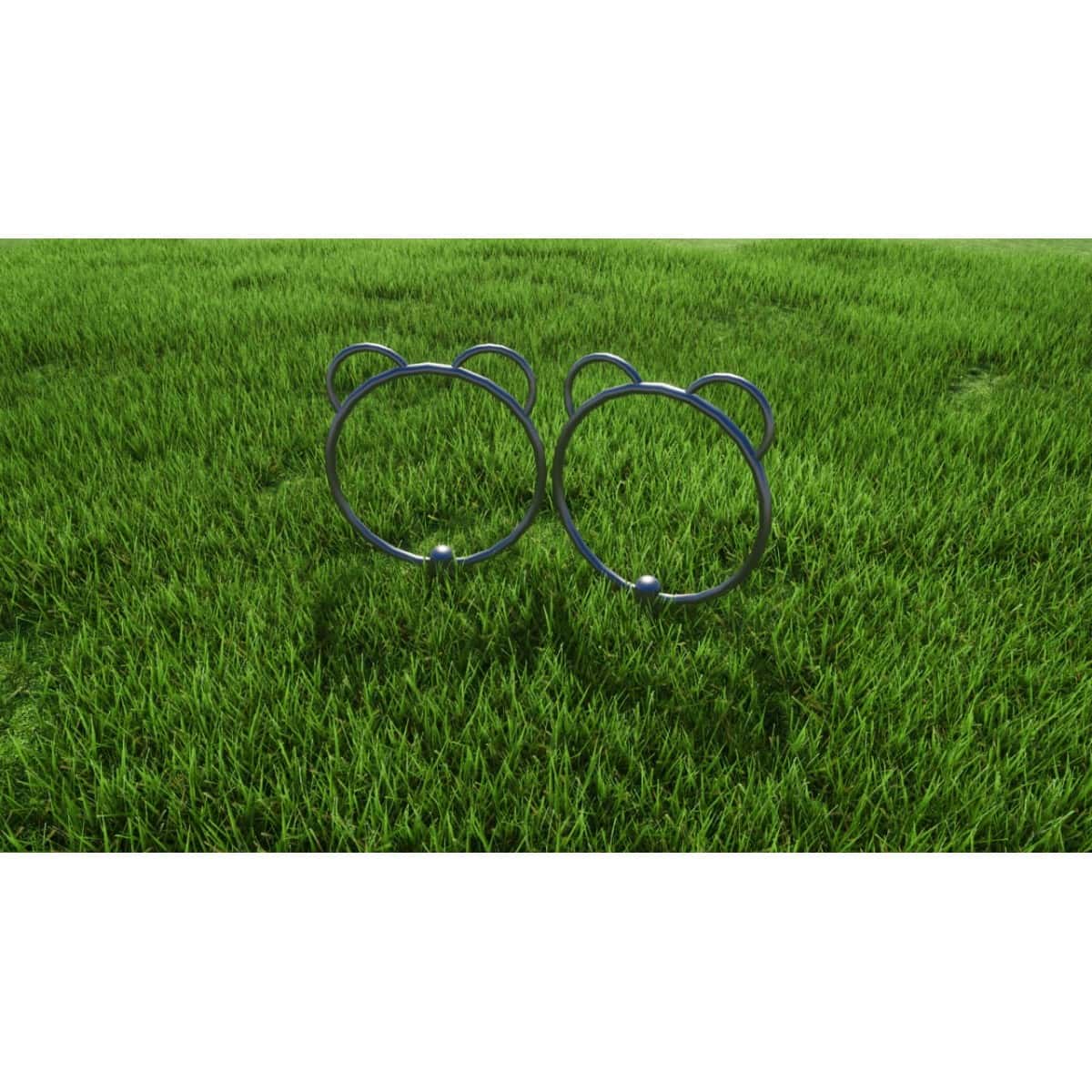 Render de un aro de salto doble de acero para perros, para parque canino y circuito agility