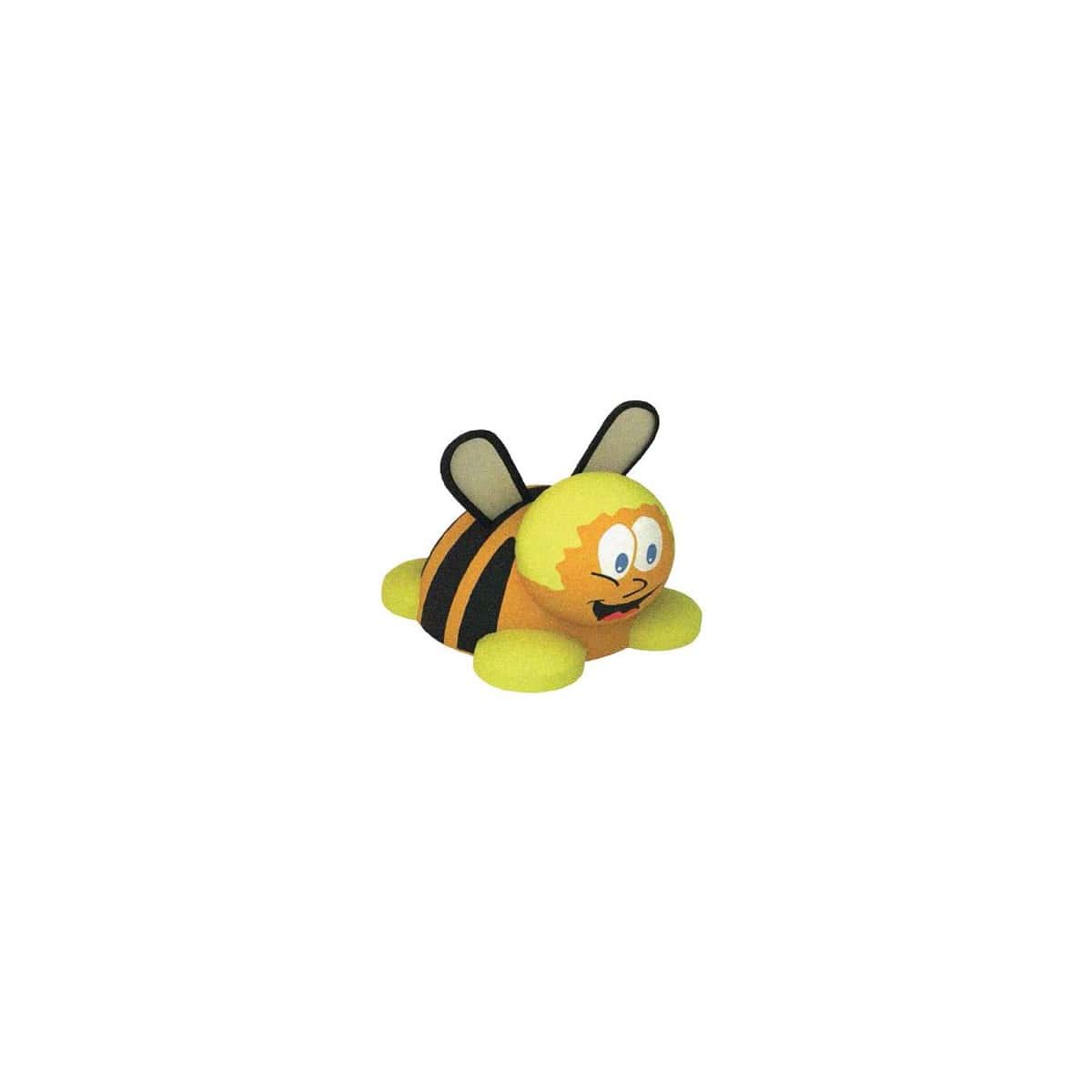 Figura 3D de abeja mediana, amarilla con rayas negras y cara sonriente, para parque infantil