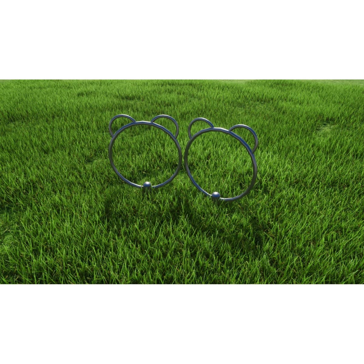 Render de un aro de salto doble de acero para perros, para parque canino y circuito agility
