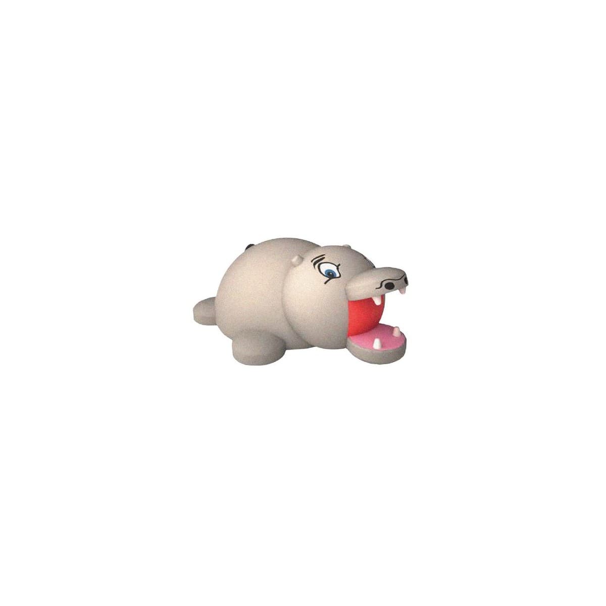Figura 3D de hipopótamo gris con la boca abierta para parque infantil temático