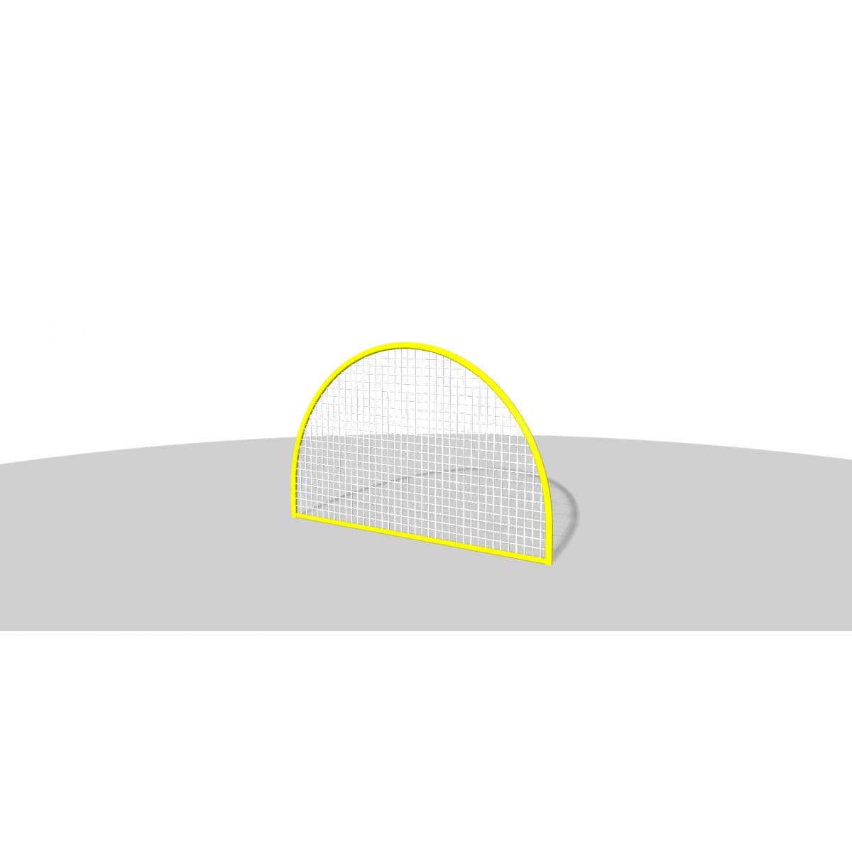 Render de una malla trepadora en arco amarillo para parque infantil